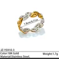 Elegante anello in acciaio inossidabile bicolore a forma di foglia, oro e argento - Stile bicolore foglia ramo d'olivo (JZ-YS910-3)