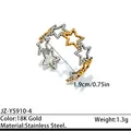 Anello in acciaio inossidabile placcato oro 18 carati con elegante motivo a stella - Stile bicolore stelle traforate (JZ-YS910-4)