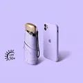 Mini purple 5-fold pocket umbrella, compact size comparable to a smartphone, UPF 50+. - Purple
