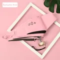 Mini parapluie carte plat ultra-compact à cinq plis avec UPF 50+ en rose romantique - Rose