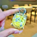 Close-up of mini transparent acrylic turtle ornament with yellow sand and blue flowers - Luminous Bubble Bead Turtle (Without Buckle) / 1 Piece (Without Keychain) / Yellow