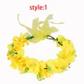 Corona de flores amarillas hecha a mano estilo bosque con cinta para el pelo - Corona de Flores con Cinta Estilo Bosque Amarillo (Nº 36)