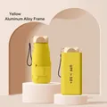 Compact lemon yellow mini capsule umbrella with UV protection and aluminum frame - 6-Rib Black Glue UV Gold Handle / Vitality Yellow