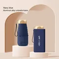 Compact navy blue capsule umbrella with aluminum frame and UPF 50+ sun protection - 6-Rib Black Glue UV Gold Handle / Navy Blue