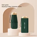 Compact dark green capsule umbrella with UV protection and durable aluminum frame - 6-Rib Black Glue UV Gold Handle / Dark Green