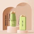 Compact Matcha green 5-fold umbrella with UV protection and portable capsule case. - 6-Rib Black Glue UV Gold Handle / Matcha Green