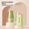 Paraguas compacto de 5 pliegues verde matcha con protección UV y estuche de cápsula. - 6-Varillas Revestimiento Negro Mango Dorado UV / Verde matcha