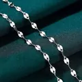 Elegant S925 sterling silver minimalist petal link chain necklace for women jewelry - Lips Chain 40+5cm / White Gold