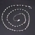 Elegant S925 sterling silver starry sky chain necklace with adjustable extender for women - Rice Pattern Chain / 40+5cm / White Gold