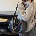 Elegant large black hobo shoulder bag in soft leather for minimalist daily commuter fashion. - Export Version (9727) / 36x14x27cm / Black