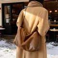Large capacity retro brown leather crossbody bag for daily commute and autumn winter - Export Version (9727) / 36x14x27cm / Brown