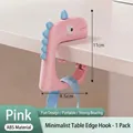 Portable pink dinosaur shaped schoolbag hook for desk edge made of durable ABS plastic - 1 Piece / Little Dinosaur - Pink