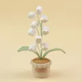Handmade crochet lily of the valley potted plant decoration with cream white flowers - 9-Head White Lily of the Valley Potted (Large Cylindrical Pot)