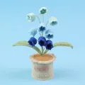Beautifully handmade blue crocheted lily of the valley potted plant for elegant desktop decor - 9-Head Gradient Blue Lily of the Valley Potted (Large Cylindrical Pot)