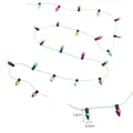 Colorful electroplated bullet bead chain for Christmas tree decor, size 1.3x0.5cm - 50cm Pack / Green Thread - Multi-color