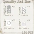 Umfassendes Set mit 120 silbernen Dreadlock-Haarringen und Manschetten mit Größentabelle - Stil wie abgebildet / 120 Stück / Silber