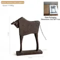 Vintage abstract bull resin animal sculpture for retro home and office desktop decor - Rusted Bull (8789-A)