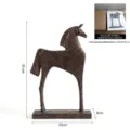 Handcrafted retro abstract resin horse sculpture for home office decor, height 35cm - Rusted Horse (8788-A)