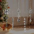 10-piece set of clear acrylic Christmas snowflake and icicle hanging ornaments - 10-Piece Set / Clear White