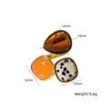 14K gold plated titanium steel ring with tiger eye and natural stones measurement - Gold - Tiger's Eye+Orange Stone+Dalmatian Stone (XBR250803-MIX30)