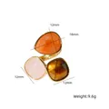 Luxury 14K gold plated titanium steel open ring with colorful natural stones - 9.6g - Gold - Orange Stone+Pink Stone+Tiger's Eye (XBR250803-MIX31)