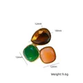 Multi-stone stainless steel open ring featuring tiger eye and green agate stones, 9.6g weight - Open Design Three-Stone Cluster (XBR250803) / Multicolor 26 (Tiger's Eye & Green Agate & Orange Stone)