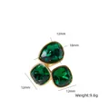 Luxury 14K gold plated titanium ring with green water-drop and square stones, 9.6g - Open Design Three-Stone Cluster (XBR250803) / Malachite green