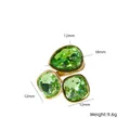 Luxury green gemstone open ring in 14K gold plated titanium steel with teardrop design - Open Design Three-Stone Cluster (XBR250803) / Fruit Green