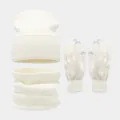 Winter knit set including beanie, neck gaiter, and touch-screen gloves in cream white - Set / Cream