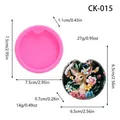 Detailed dimensions for pink round silicone mold and deer floral resin keychain charm - Round (CK-015) / Pink