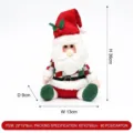 Sitting Santa Claus plush toy with red knitted hat and green plaid sweater, 36cm height - Red and Green Knitted Sitting Santa Figurine