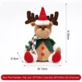 Sitting Christmas reindeer plush doll featuring a red Santa hat and green knitted scarf - Red and Green Knitted Sitting Reindeer Figurine