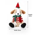 Plush Christmas dog doll with red Santa hat and striped sweater in sitting pose 35cm - Big Ear Dog Gnome Pointed Hat Style