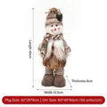Plush Christmas snowman gnome ornament in brown knit hat and scarf, 40cm height - Brown Standing Snowman Gnome