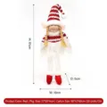 Christmas plush elf doll with red striped knit hat and long blond braids decoration - 51cm / Red