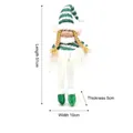 Green Christmas plush gnome doll with knitted hat and braids, 51cm tall holiday decor - Green Striped Elf Doll