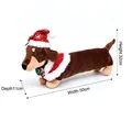 Christmas dachshund dog plush toy in red holiday outfit with dimension markings - Dachshund Doll in Red Clothes