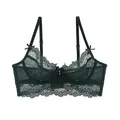 Reggiseno sexy in pizzo floreale verde smeraldo ultrasottile con spalline regolabili - 70A / Top / Verde Scuro