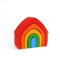 Wooden rainbow house stacking blocks 5-layer educational toy for children playroom - Rainbow House
