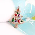 Weihnachtliche Brosche mit bunten Strasssteinen und vergoldeter Oberfläche. - Dreistufiger Turm Bunte Strass Baum (款式7)