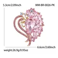 Elegant pink heart glass brooch pin for women's fashion accessories - KC Gold-Pink (0026-PK)