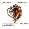 Elegant heart shaped brooch featuring amber glass crystals and iridescent stones - Antique Gold-Coffee (0026-BR)