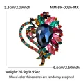 Vibrant mixed color rhinestone heart brooch for women's fashion accessories - Antique Gold-Multicolor (0026-MX)