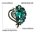 Elegant emerald green crystal heart brooch featuring teardrop and marquise glass stones - Antique Gold-Green (0026-GN)
