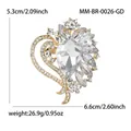 Elegant heart glass brooch for women in gold finish with size and weight detail - KC Gold-Gold (0026-GD)