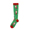 Green and red festive Christmas compression socks with Santa Claus and snowflake patterns - Green Santa Claus Gifts