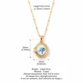 Vintage 14k gold-plated oval locket necklace with delicate blue dried flower insert - Gold Frame Blue Flower