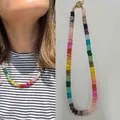 Kleurrijke regenboog abacus kralenketting met een gouden knevelsluiting voor dames - Multicolor mix (43 cm)