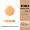 Round natural beech wood coaster heat resistant cup mat 8cm for coffee and tea mugs - 8cm Round Beech Coaster