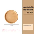 Sottobicchiere rotondo in legno di faggio con design concavo per caffè e calore - Sottobicchiere Rotondo con Inserto da 8,8 cm (Senza Logo)